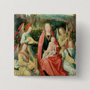 Madonna and Child surrounded by Angels 15 Cm Square Badge