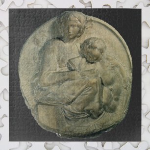 Madonna and Child, Tondo Pitti by Michelangelo Jigsaw Puzzle