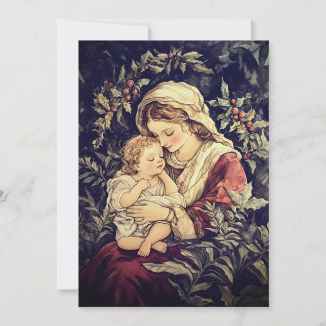 Madonna and Child Vintage Christmas Card (Front)