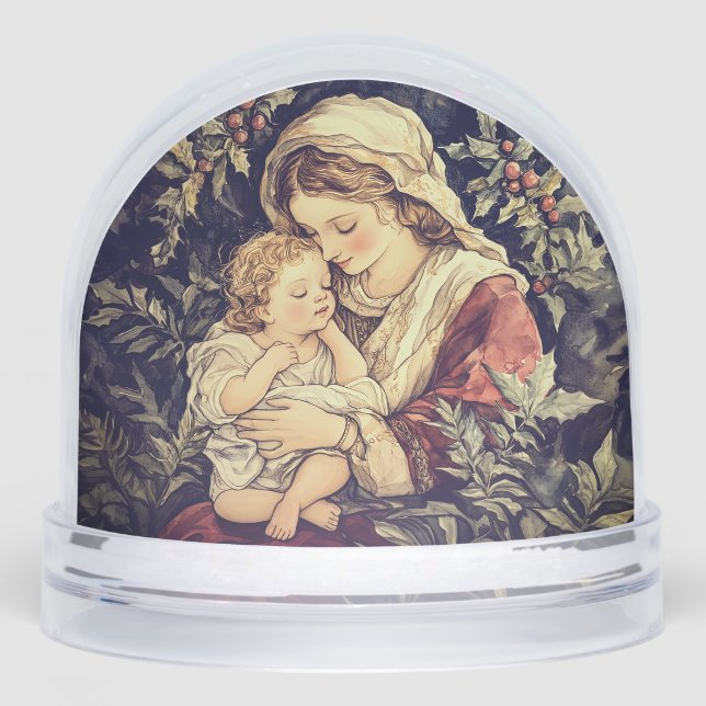 Madonna and Child Vintage Christmas Snowglobe (Front)