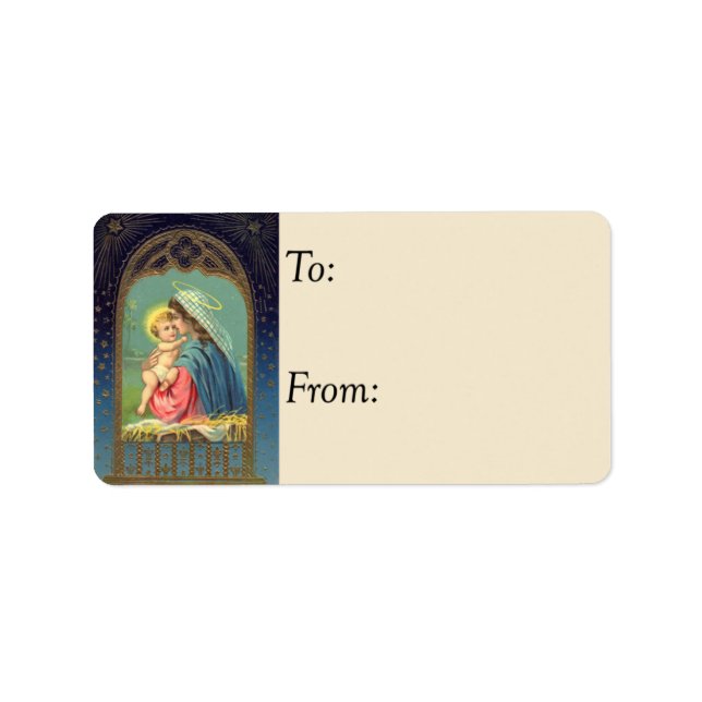 Madonna and Child Vintage Gift Tag (Front)