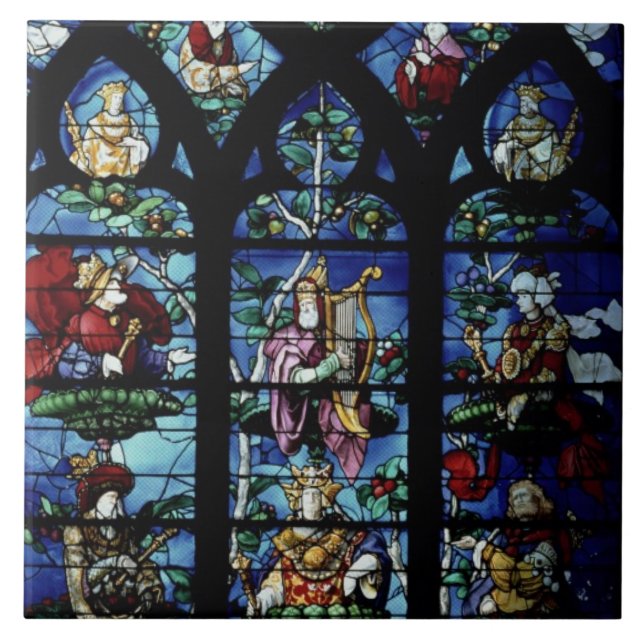 Madonna and Child with angels and portraits reflec Ceramic Tile (Front)