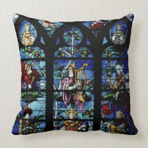 Madonna and Child with angels and portraits reflec Cushion