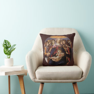 Madonna and Child with Angels by Sandro Botticelli Cushion