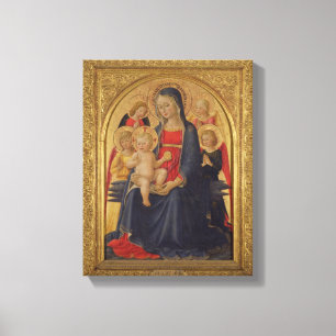 Madonna and Child with Angels, c.1467 (oil on pane Canvas Print