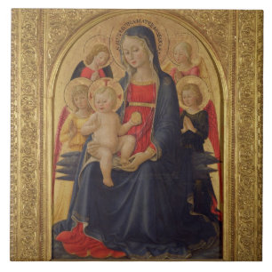 Madonna and Child with Angels, c.1467 (oil on pane Tile