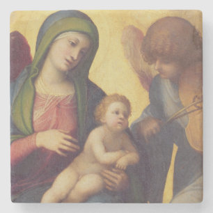 Madonna and Child with Angels c.1510-15 (oil on pa Stone Coaster