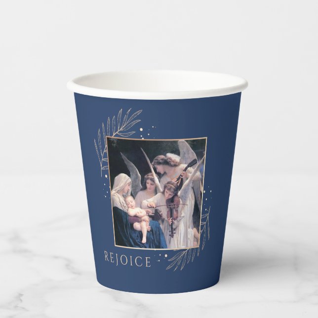 Madonna and Child with Angels Sacred Holiday Paper Cups (Front)