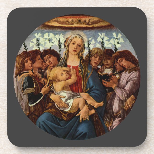 Madonna and Child with Eight Angels by Botticelli Coaster (Front)