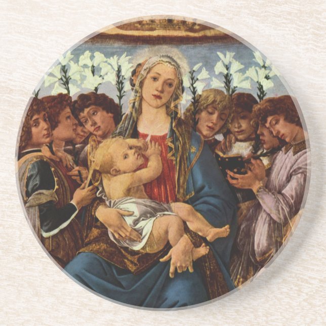 Madonna and Child with Eight Angels by Botticelli Coaster (Front)