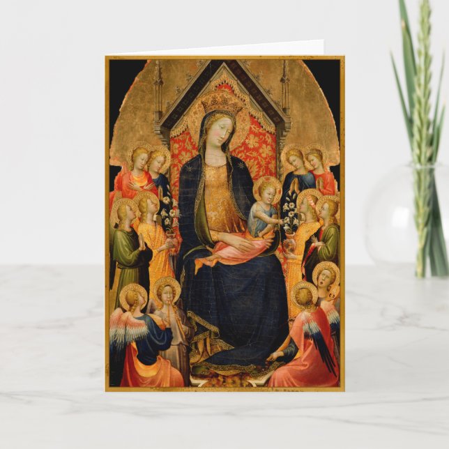 Madonna and Child with Musical Angels Holiday Card (Front)