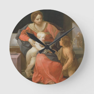Madonna and Child with Saint John the Baptist Round Clock