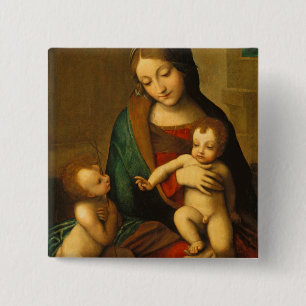 Madonna and Child with Saints 15 Cm Square Badge