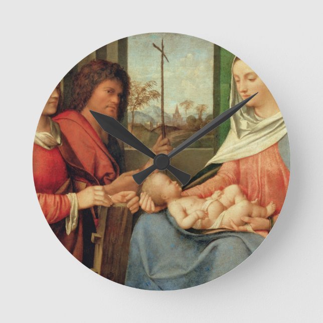 Madonna and Child with Saints 2 Round Clock (Front)