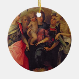 Madonna and Child with Saints, c.1518 (oil on pane Ceramic Ornament