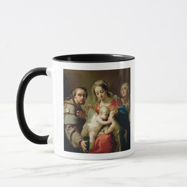 Madonna and Child with Saints John, Anna and Rocco Mug (Left)