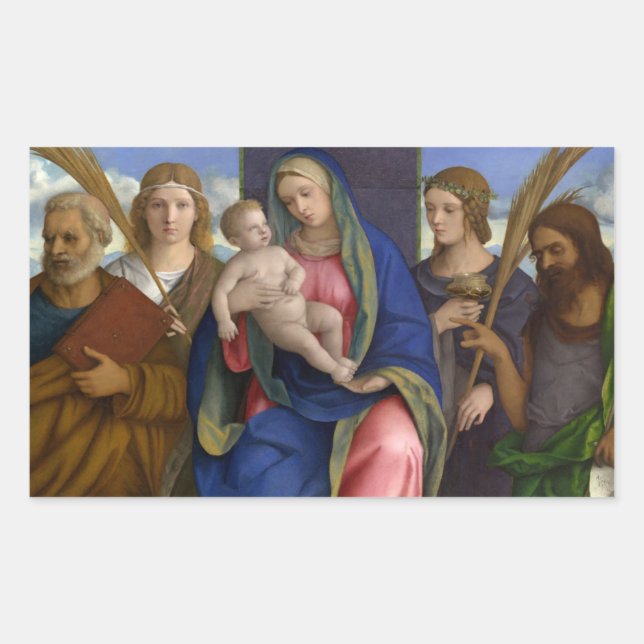 Madonna and Child with Saints Rectangular Sticker (Front)