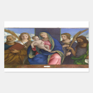 Madonna and Child with Saints Rectangular Sticker