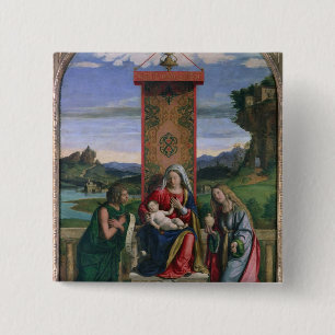Madonna and Child with St. John the Baptist and Ma 15 Cm Square Badge