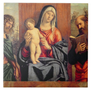Madonna and Child with St. John the Baptist and St Tile