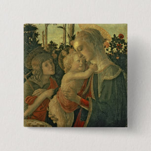 Madonna and Child with St. John the Baptist (oil o 15 Cm Square Badge