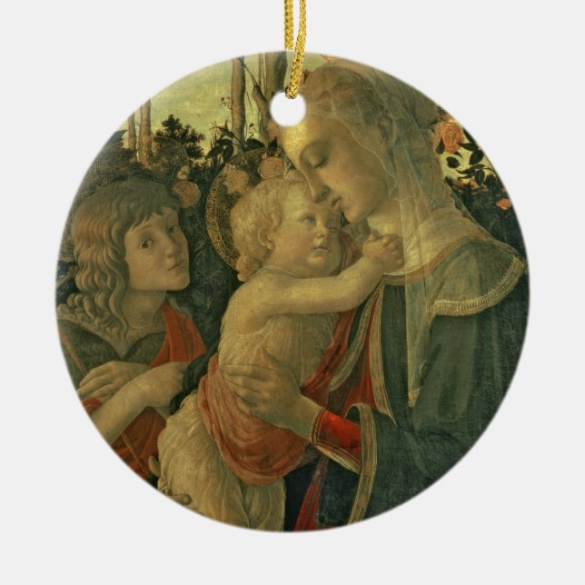 Madonna and Child with St. John the Baptist (oil o Ceramic Ornament (Front)