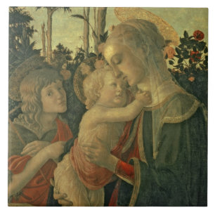 Madonna and Child with St. John the Baptist (oil o Tile