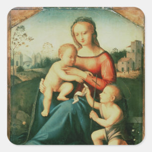 Madonna and Child with St. John the Baptist Square Sticker