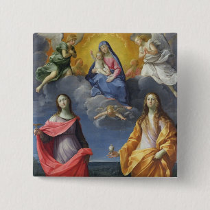 Madonna and Child with St. Lucy and Mary Magdalene 15 Cm Square Badge