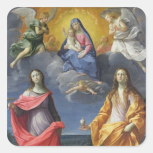 Madonna and Child with St. Lucy and Mary Magdalene Square Sticker