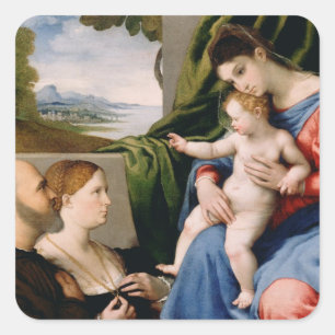 Madonna and Child with the Infant Saint John Square Sticker