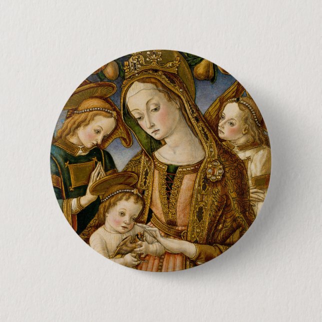 Madonna and Child with Two Angels 6 Cm Round Badge (Front)