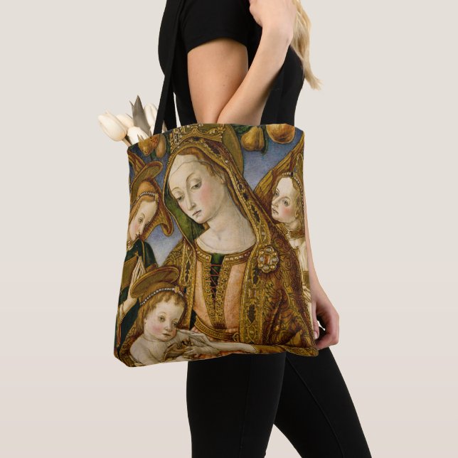 Madonna and Child with Two Angels Tote Bag (Close Up)