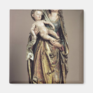 Madonna and Child, Wooden Sculpture Magnet