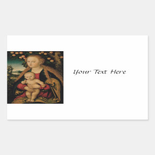 Madonna and Christ Child Under Apple Tree Rectangular Sticker