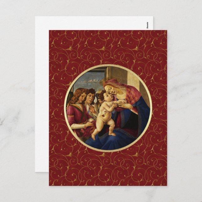 Madonna by Botticelli. Fine Art Christmas Holiday Postcard (Front/Back)