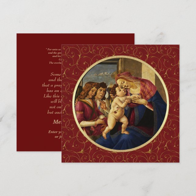 Madonna by Botticelli. Religious Christmas Cards (Front/Back)