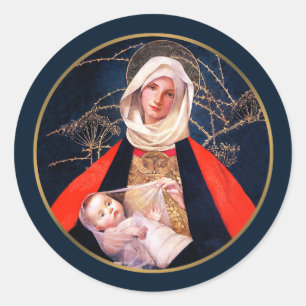 Madonna by Marianne Stoke. Christmas Gift Stickers