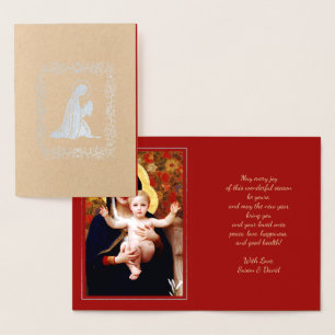 Madonna by W.Bouguereau Luxury Christmas Real Foil Card