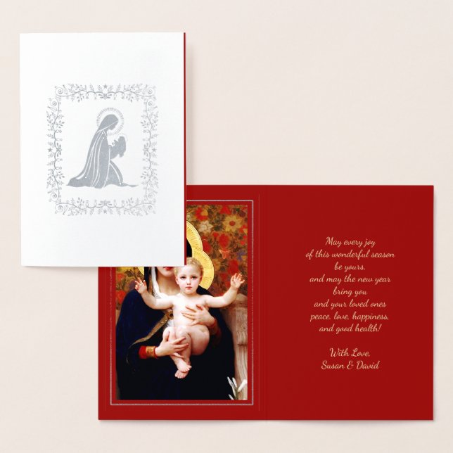 Madonna by W.Bouguereau Luxury Christmas Real Foil Card (Display)