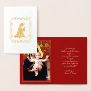 Madonna by W.Bouguereau Luxury Christmas Real Foil Card