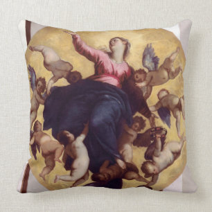 Madonna Carried by Angels (ceiling fresco) Cushion