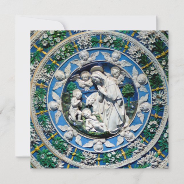 MADONNA,CHILD AND ANGELS Blue Sapphire Christmas Invitation (Front)