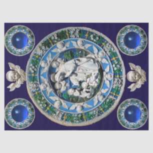 MADONNA,CHILD AND ANGELS NATIVITY FLORAL CROWN TISSUE PAPER