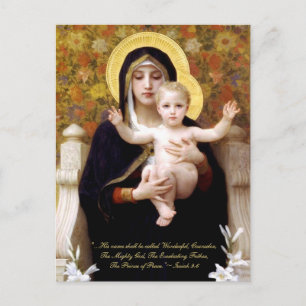 Madonna & Child by Bouguereau Biblical Quote Holiday Postcard