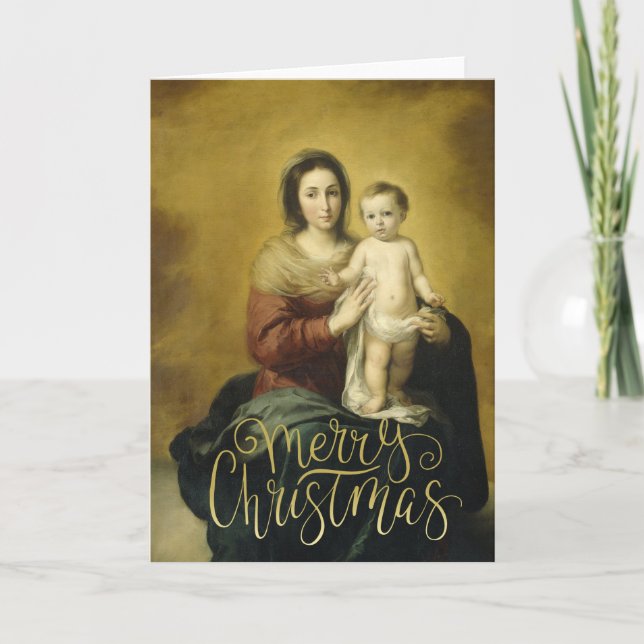 Madonna & Child, Fine Art Christmas Greeting Card (Front)