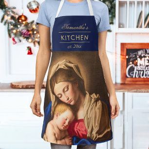 Madonna & Child Traditional Religious Christmas Apron