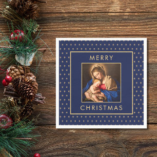 Madonna & Child Traditional Religious Christmas Napkin