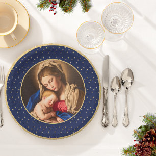 Madonna & Child Traditional Religious Christmas Paper Plate