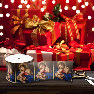 Madonna & Child Traditional Religious Christmas Satin Ribbon